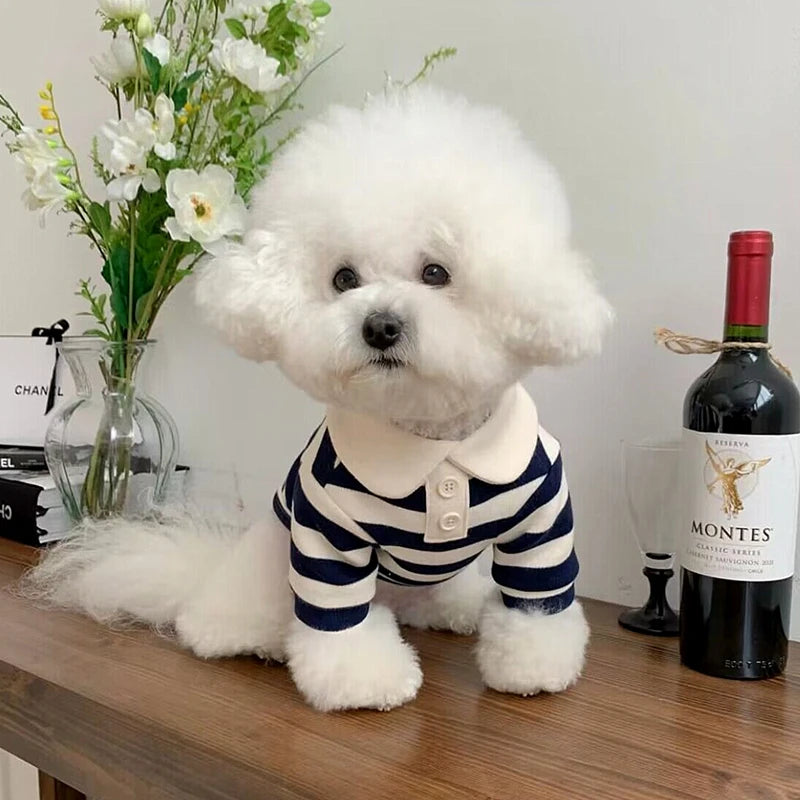 Striped Dog Polo Shirt – Cute Breathable Summer Pet Top