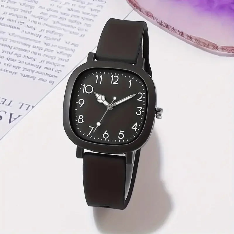 Women's Silicone Band Quartz Watch Set – Casual Style
