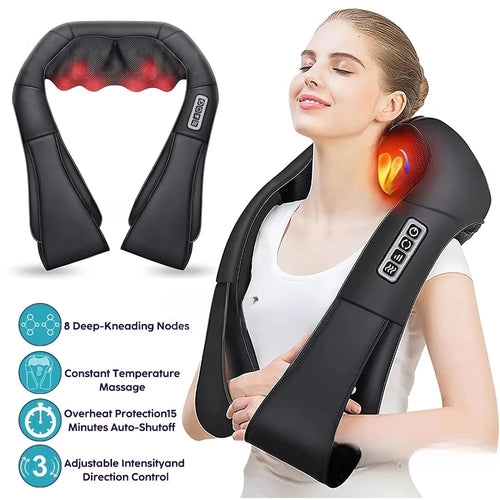 Shiatsu Neck & Shoulder Massager with Heat – U-Shape Deep Kneading
