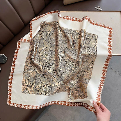 Satin Square Scarf Women Cute Cat Print Headscarf Neckerchief