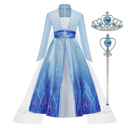 Elsa Frozen Princess Costume for Girls – Halloween & Birthday Party Dress