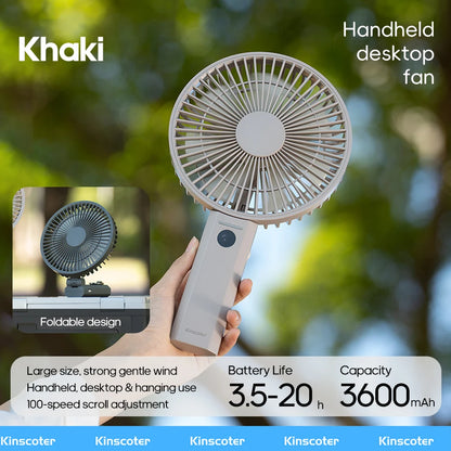 Handheld Folding Fan 3600mAh Rechargeable Desktop & Portable