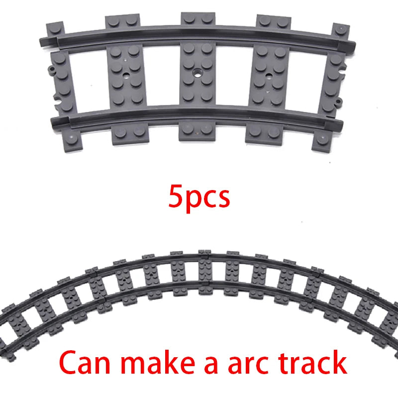 City Train Track Building Block Parts – Straight, Curved & Switch Rails