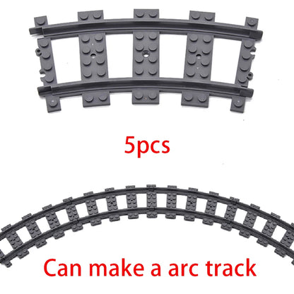 City Train Track Building Block Parts – Straight, Curved & Switch Rails