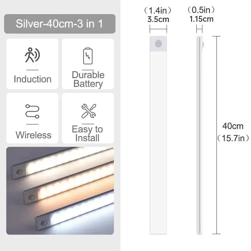 Motion Sensor LED Under Cabinet Light – USB Rechargeable Bar