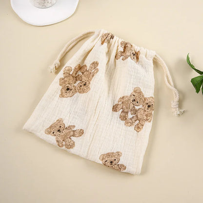 Cute Cartoon Print Drawstring Diaper Bag – Baby Storage Pouch