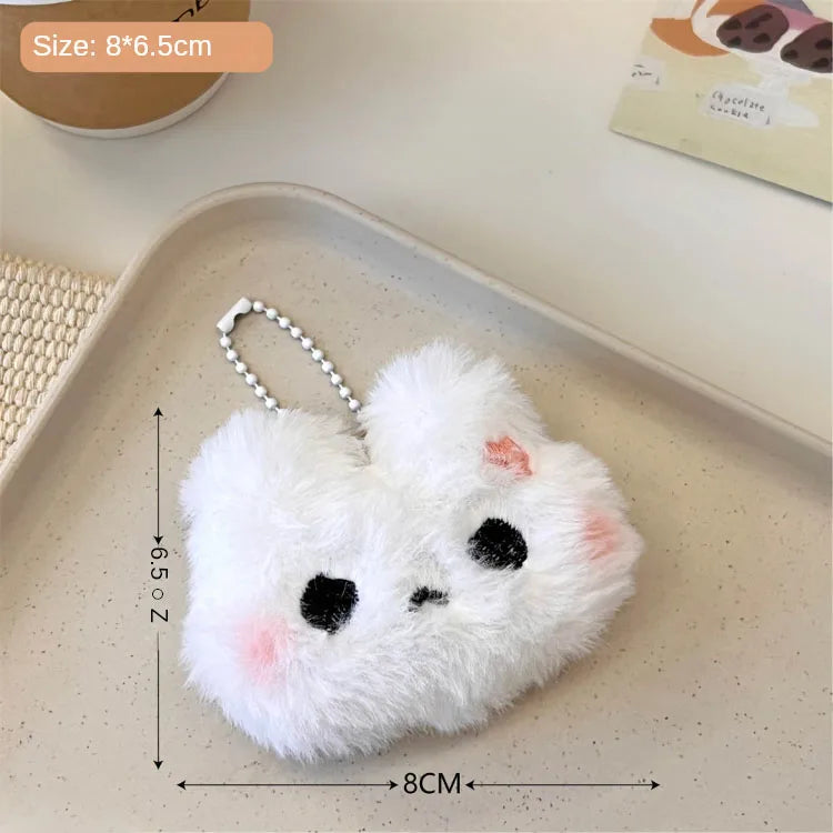 Cute Plush Animal Keychain Pendant – Fluffy Bunny & Bear Bag Charm