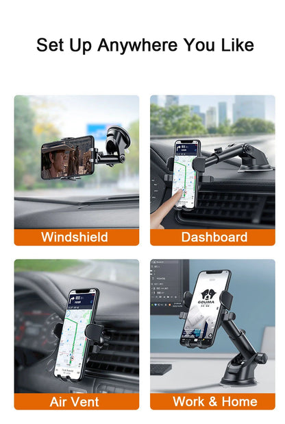 Car Phone Holder 360° Rotation – Vent & Suction Cup Mount