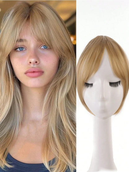 Clip-In Bangs Hair Extension – Synthetic Middle Part Fringe, Natural Seamless Look