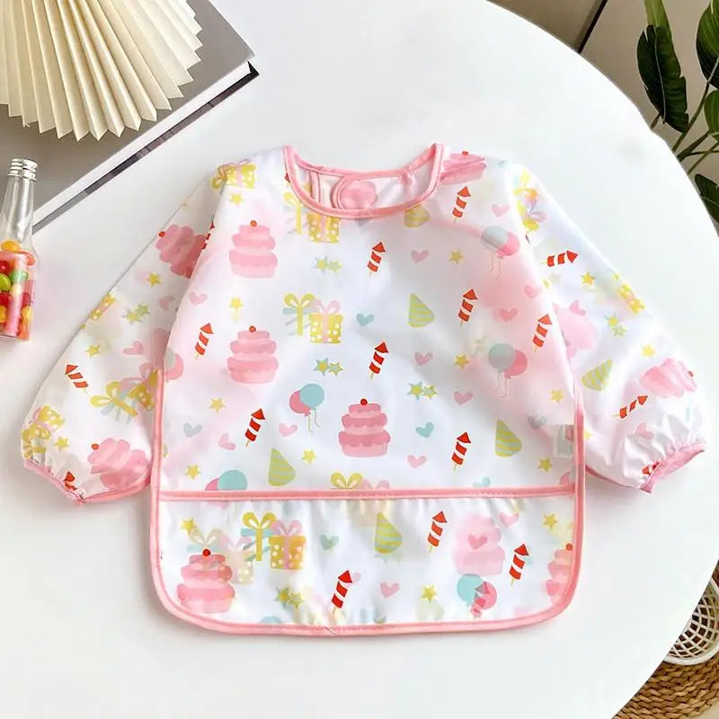 Baby Long Sleeve Waterproof Bib Apron with Pocket
