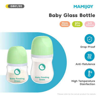 Anti-Flatulence Glass Baby Feeding Bottle for Newborns