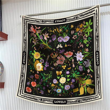 Luxury Silk Square Scarf Women Floral Paisley Print 90cm