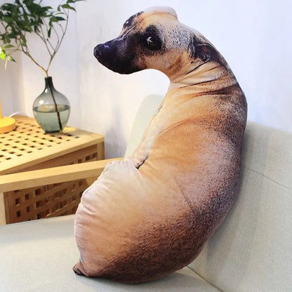 3D Dog Plush Throw Pillow – Lifelike Animal Cushion