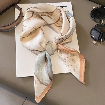 Silk Feel Square Scarf for Women – Satin Hair Wrap & Foulard Shawl
