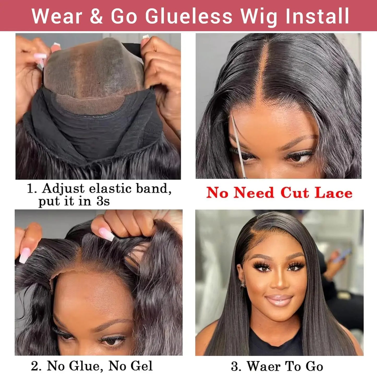 HD Lace Front Straight Human Hair Wig – 13x4 / 13x6 Glueless, 16–42 Inch