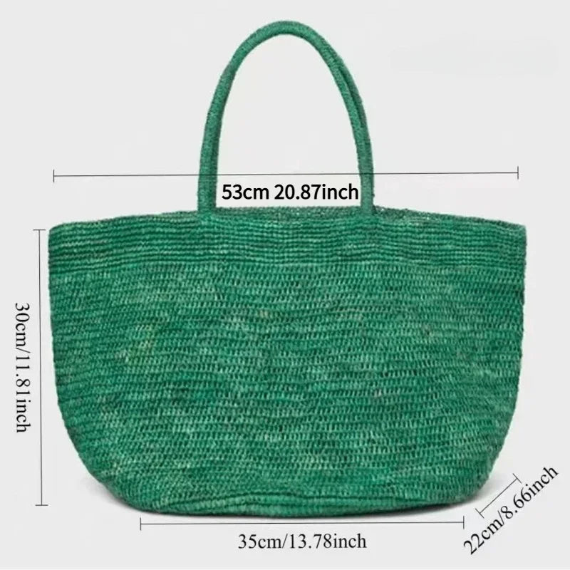 Large Handwoven Rattan Tote Bag – Women's Straw Beach Handbag