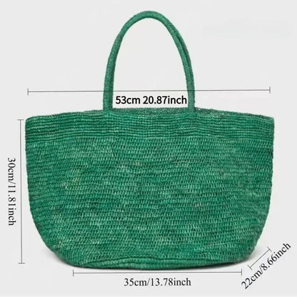 Large Handwoven Rattan Tote Bag – Women's Straw Beach Handbag
