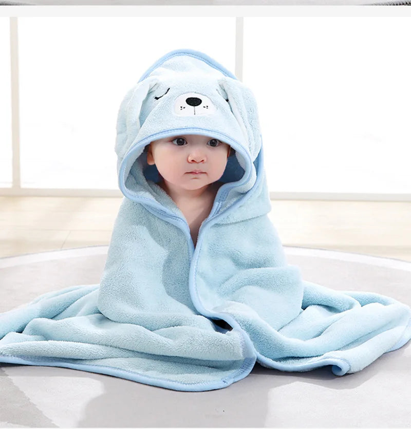 Baby Hooded Bath Towel – Soft Cartoon Animal Bathrobe for Newborns & Toddlers