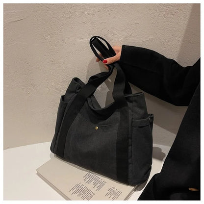 Large Canvas Tote Bag – Lightweight Shoulder Bag for Work & School