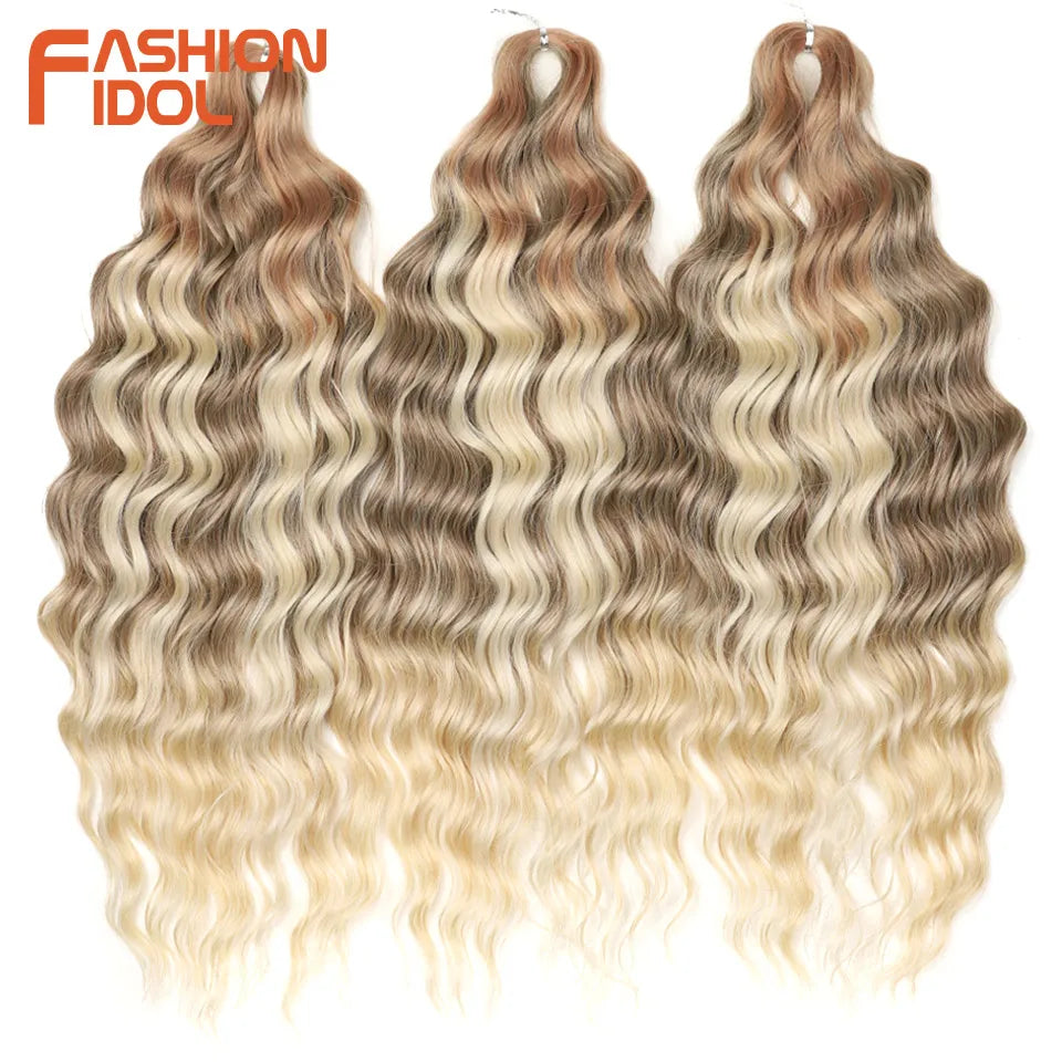 Deep Wave Braiding Hair Extensions 24 Inch – Synthetic Water Wave Crochet Hair