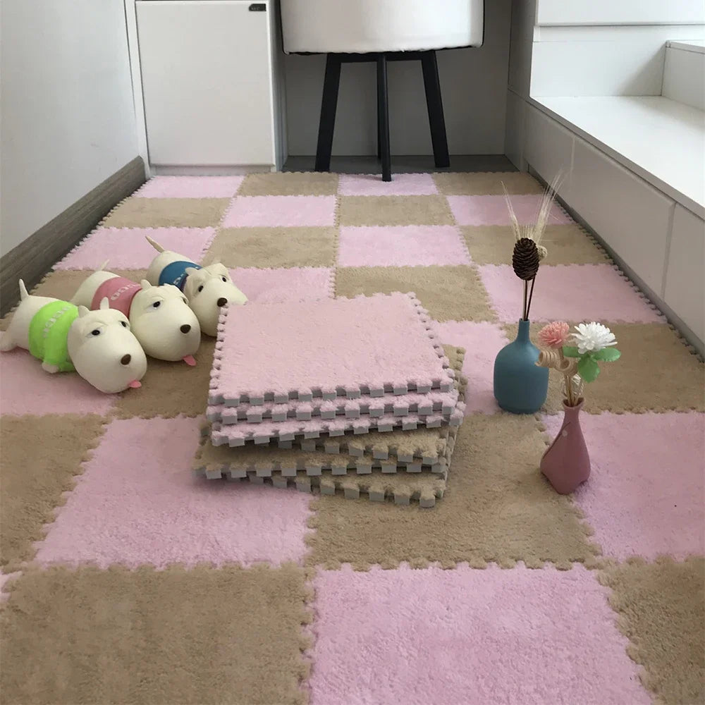 Interlocking Foam Puzzle Play Mat Tiles – Soft Plush Carpet for Kids & Baby