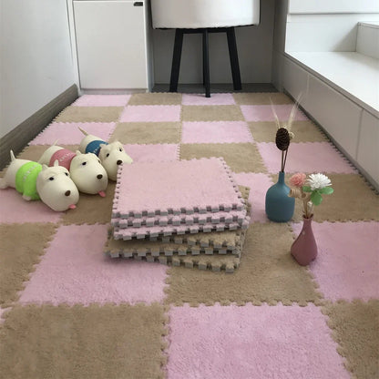 Interlocking Foam Puzzle Play Mat Tiles – Soft Plush Carpet for Kids & Baby