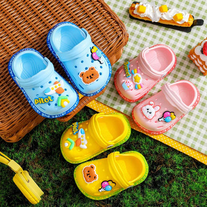 Kids Cartoon Clog Sandals – Cute Bear & Balloon Design