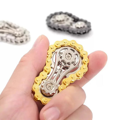 Metal Fidget Spinner – Gear & Chain Stress Relief Desk Toy for Adults