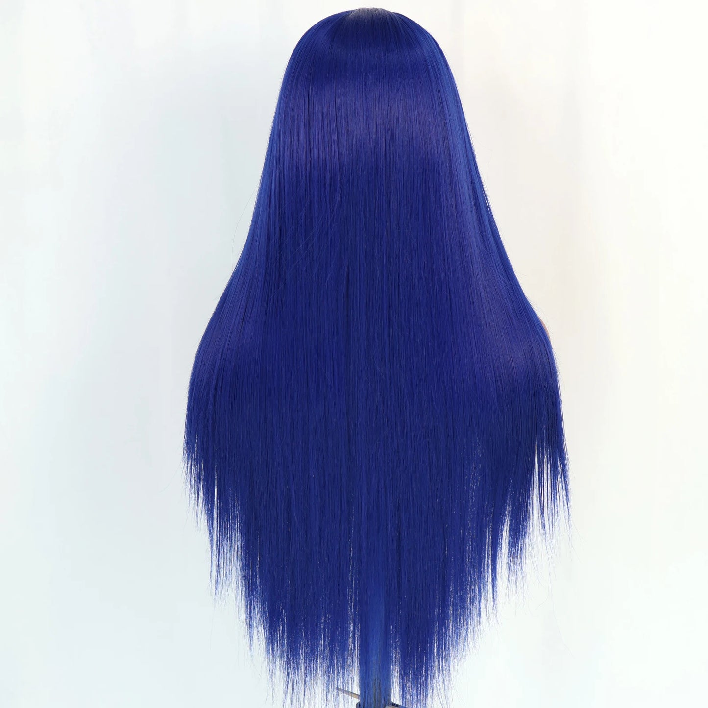 Blue Long Straight Synthetic Lace Front Wig 28 Inch 180% Density