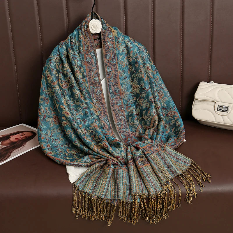 Paisley Print Cashmere Pashmina Shawl for Women – Warm Winter Wrap