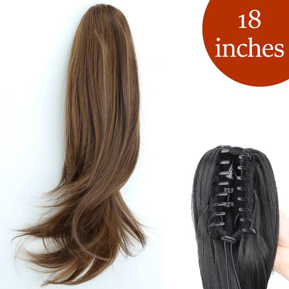 Claw Clip Ponytail Hair Extension 24 Inch Wavy Synthetic Heat Resistant