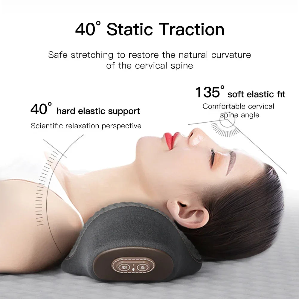 Electric Neck Massager Pillow with Heat & Vibration Traction