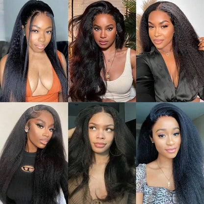 Kinky Straight Lace Front Human Hair Wig 13x4 HD & 5x5 Glueless Brazilian 250 Density