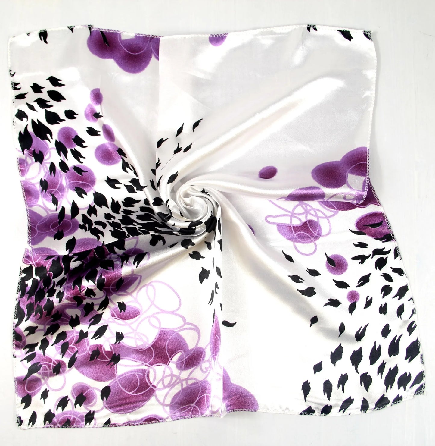 Women's Printed Square Head Scarf – 50x50cm Silk-Feel Kerchief