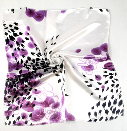 Women's Printed Square Head Scarf – 50x50cm Silk-Feel Kerchief