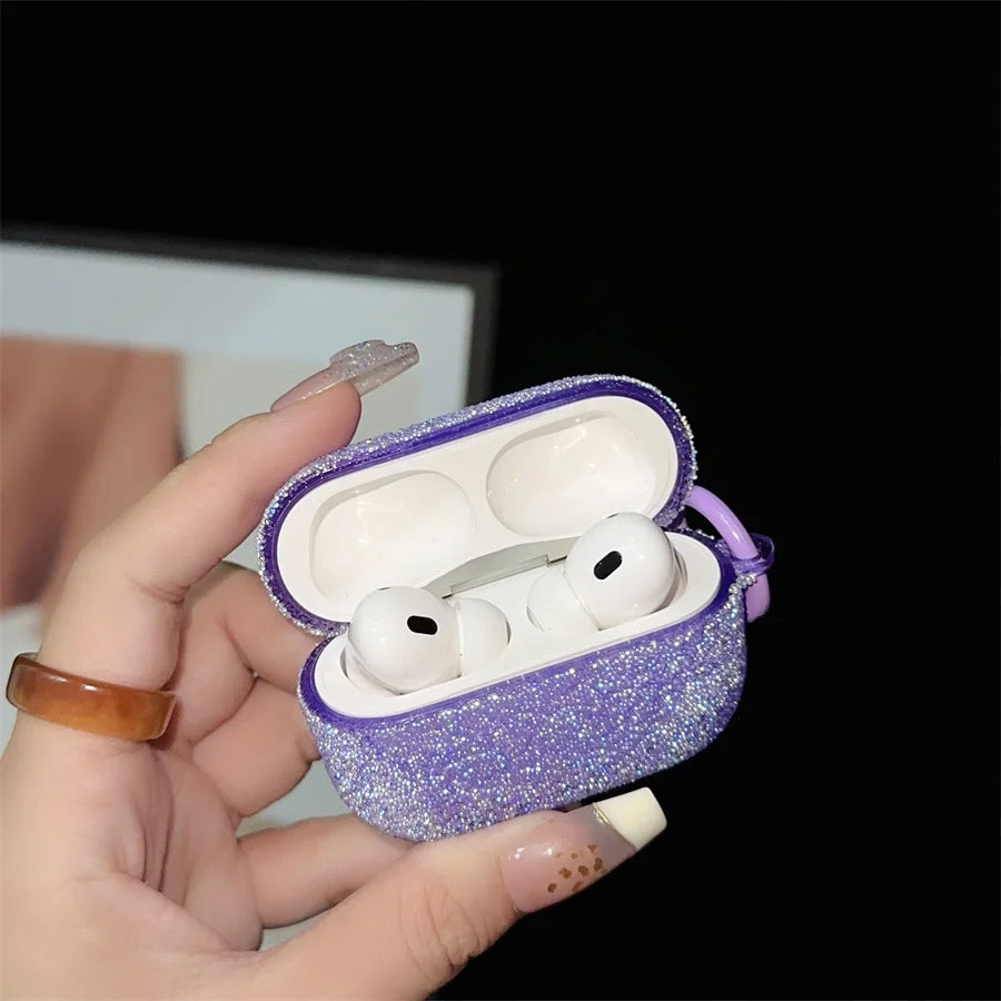 Glitter Rhinestone AirPods Case with Keychain Ring