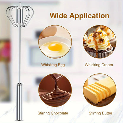 Semi-Automatic Egg Beater – Stainless Steel Hand Whisk