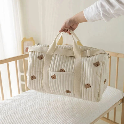 Large Quilted Maternity Diaper Tote Bag – Multi-Functional Travel Organizer