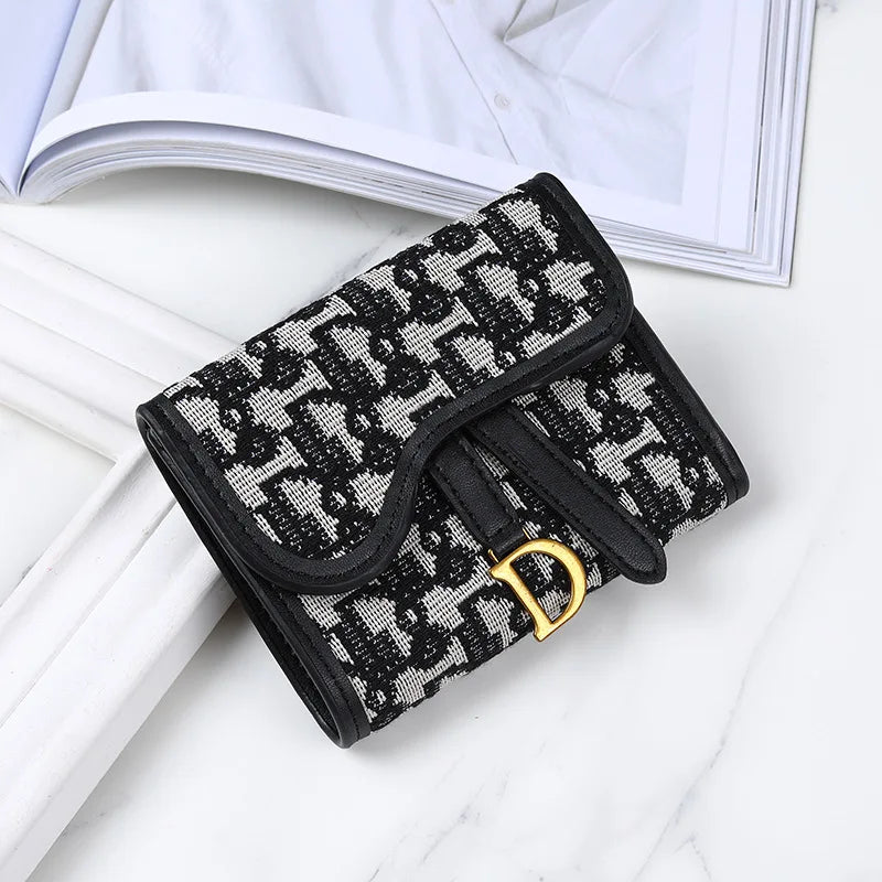 Women's Vintage Houndstooth Wallet – D-Clip Coin Purse & Card Holder