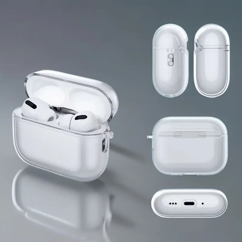 Clear TPU AirPods Case with Ring Clip – Shockproof Transparent Cover
