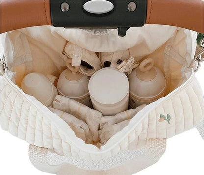 Quilted Embroidery Diaper Bag – Stylish Mummy Shoulder Tote