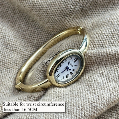 Gold Bangle Bracelet Watch for Women – Oval Dial, Roman Numerals