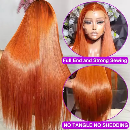 13x4/13x6 HD Lace Front Wig Ginger Orange Straight Human Hair