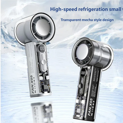 Handheld Mini Fan Transparent USB Rechargeable with Ice Pack & LED