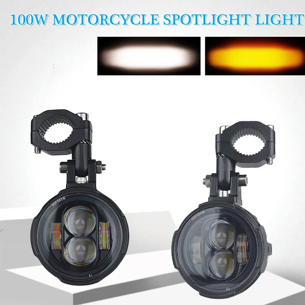 Motorcycle LED Fog Lights 100W Dual Auxiliary Driving Lamps
