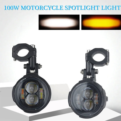 Motorcycle LED Fog Lights 100W Dual Auxiliary Driving Lamps