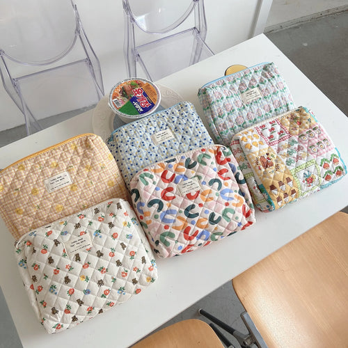 Cartoon Print Quilted Baby Diaper Bag – Zipper Handbag for Travel