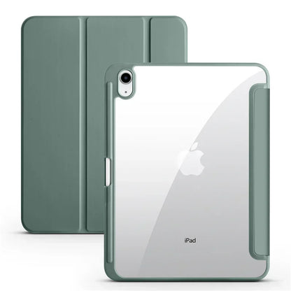 iPad Case with Pencil Holder - Trifold Clear Acrylic Back Cover
