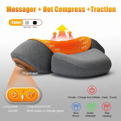 Electric Neck Massager Pillow – Cervical Traction with Heat & Vibration