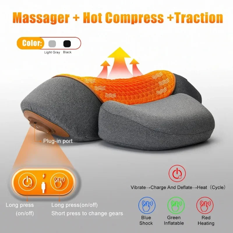 Electric Neck Massager Pillow with Heat & Vibration Traction